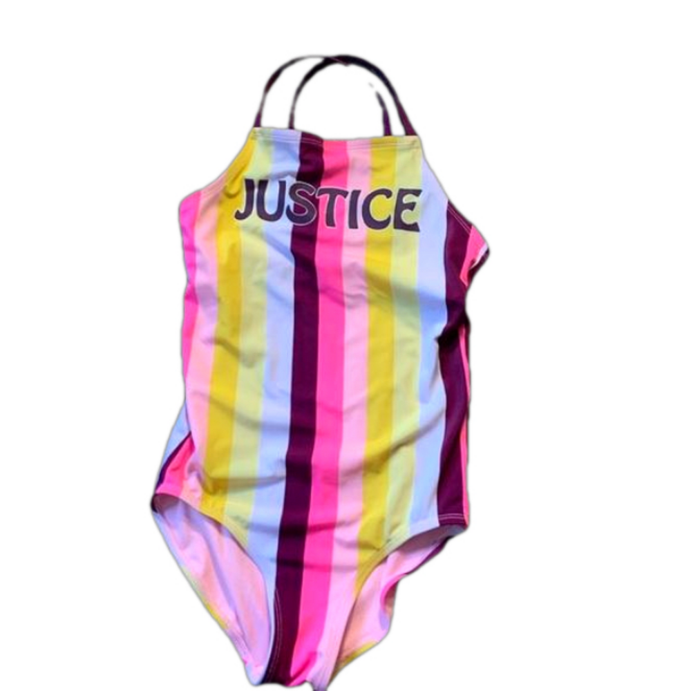Justice striped bathing suit size 10 in box 10